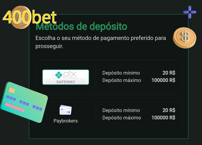 O cassino 400betbet oferece uma grande variedade de métodos de pagamento